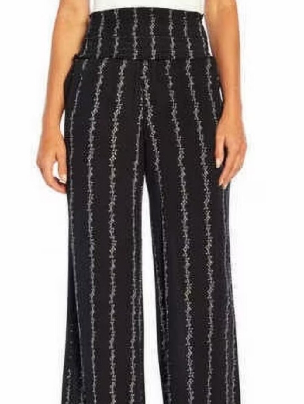 Three Dots Black Ankle Length Raw Hem Palazzo Pants